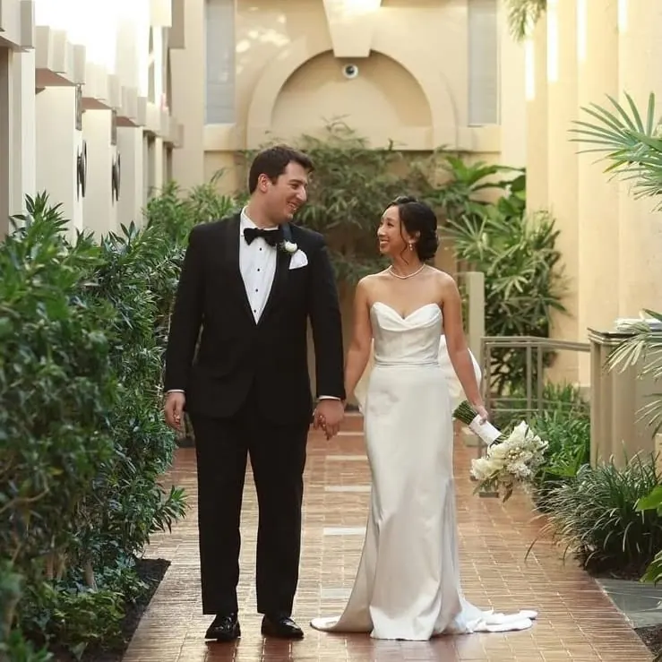 Wenwen and Paul on their wedding day, Greenwich Hyatt 2024